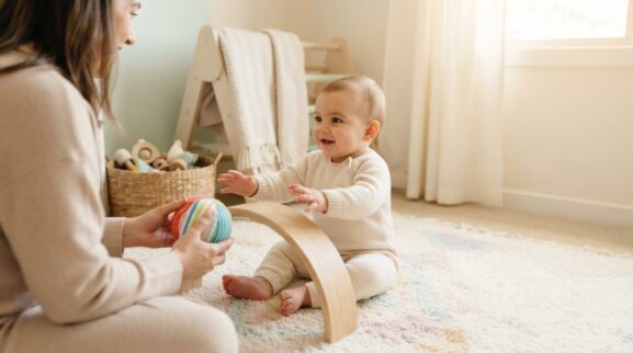 Help Them Think: Object Permanence for 7–9 Months parent learning guide for a 7–9 month old baby