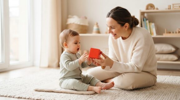 How to Build First Words for 7–9 Months parent learning guide for a 7–9 month old baby