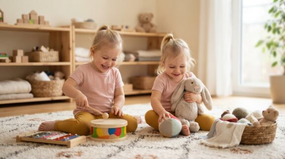 Learn Loud and Soft Through Play learning activity for a 2-year-old
