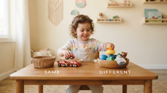 Learn Same and Different Through Play learning activity for a 2-year-old