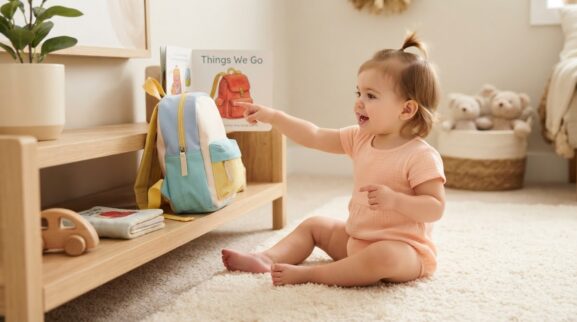 Backpack learning activity for a 1-year-old