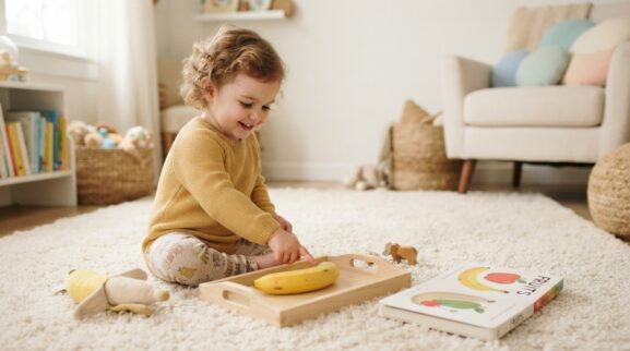 Banana learning activity for a 1-year-old