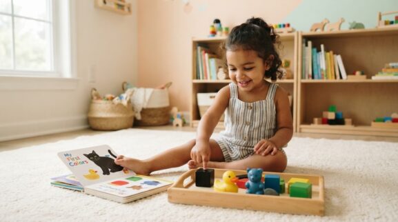 Black learning activity for a 2-year-old