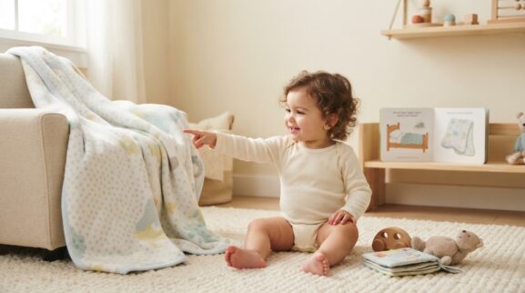 Blanket learning activity for a 1-year-old