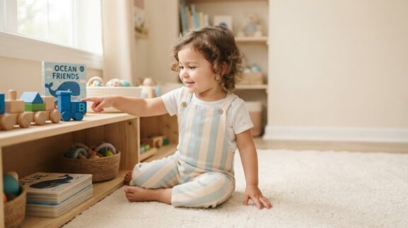 Blue learning activity for a 2-year-old