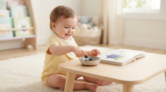 Blueberry learning activity for a 1-year-old