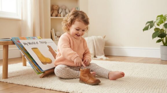 Boot learning activity for a 1-year-old