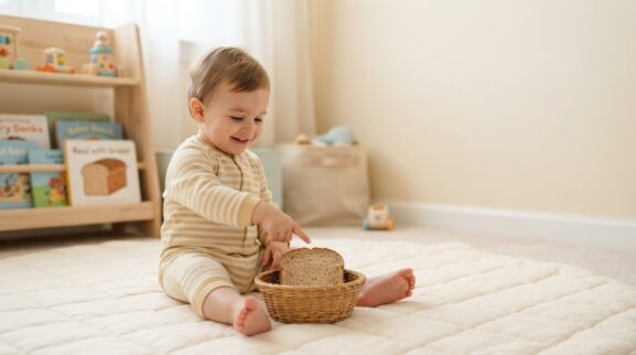 Bread learning activity for a 1-year-old