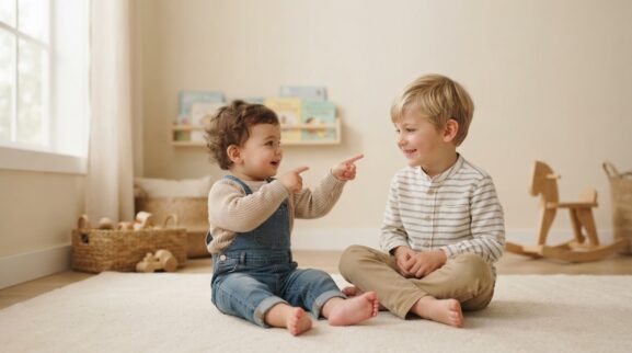 Brother learning activity for a 1-year-old
