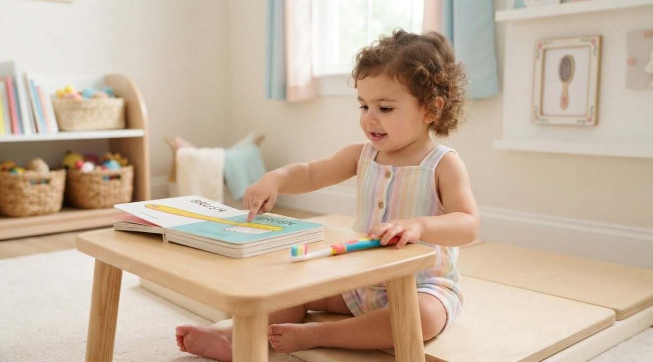 Learn the Action Word Brush for 1-Year-Old Toddlers