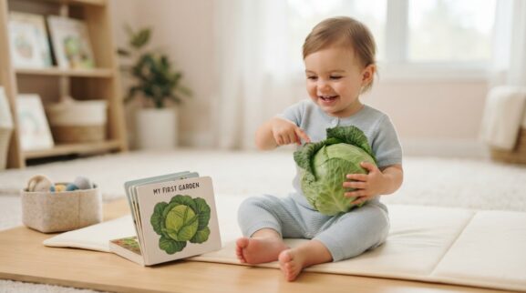 Cabbage learning activity for a 1-year-old