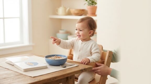 Cereal learning activity for a 1-year-old