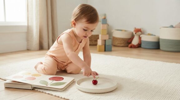 Cherry learning activity for a 1-year-old