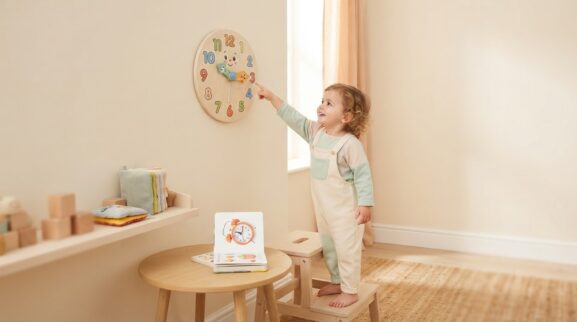 Clock learning activity for a 1-year-old