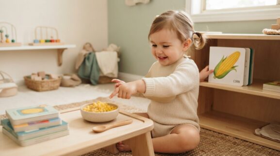 Corn learning activity for a 1-year-old