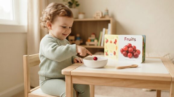 Cranberry learning activity for a 1-year-old