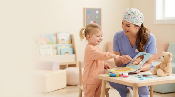 Dentist learning activity for a 2-year-old