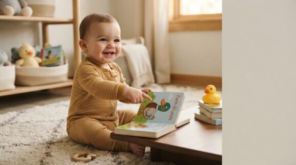 Duck learning activity for a 1-year-old