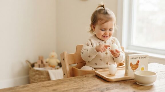 Egg learning activity for a 1-year-old