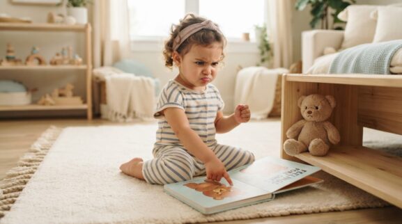 Frustrated learning activity for a 2-year-old