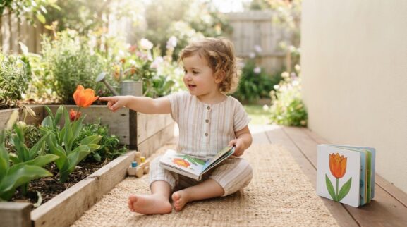 Garden learning activity for a 2-year-old