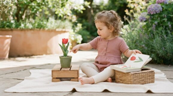Garden learning activity for a 2-year-old