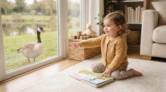 Goose learning activity for a 1-year-old