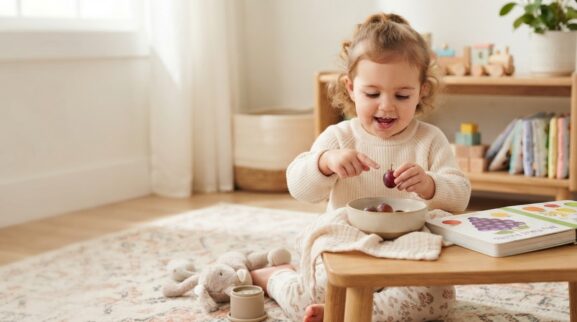 Grape learning activity for a 1-year-old
