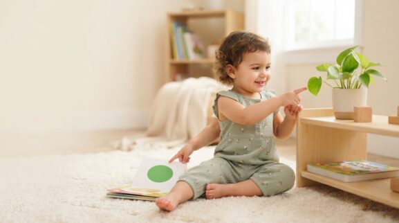 Green learning activity for a 2-year-old