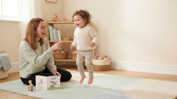 Hop learning activity for a 1-year-old