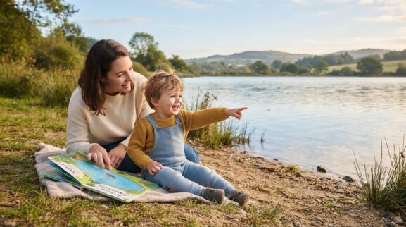 Lake learning activity for a 2-year-old