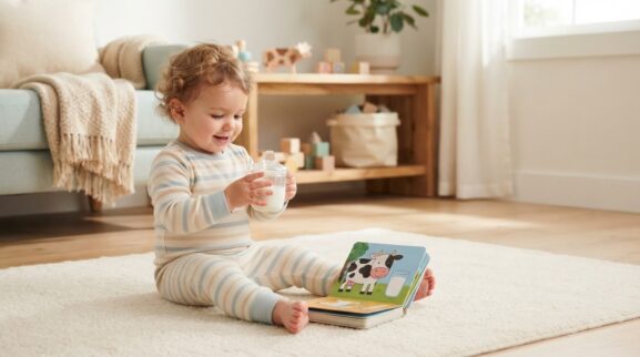 Milk learning activity for a 1-year-old