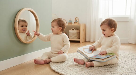 Mirror learning activity for a 1-year-old