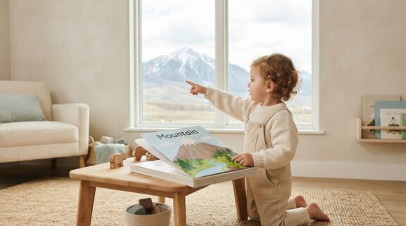 Mountain learning activity for a 2-year-old