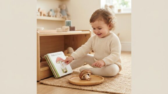 Mushroom learning activity for a 1-year-old
