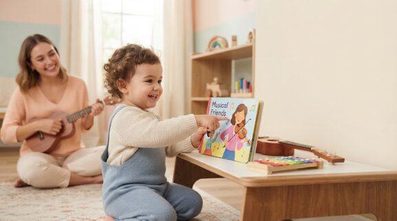 Musician learning activity for a 2-year-old