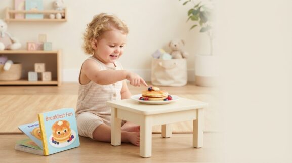Pancake learning activity for a 1-year-old