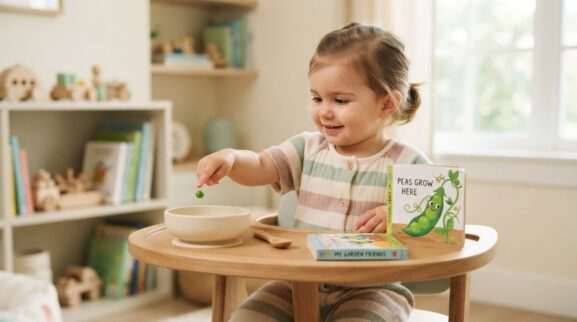 Pea learning activity for a 1-year-old