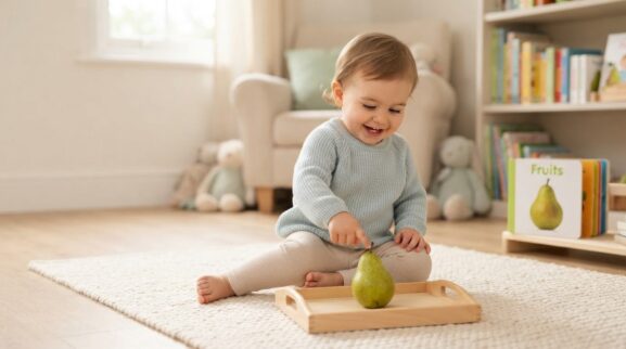Pear learning activity for a 1-year-old