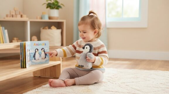 Penguin learning activity for a 1-year-old