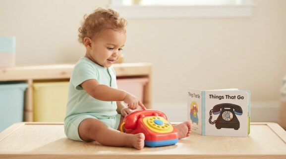 Phone learning activity for a 1-year-old
