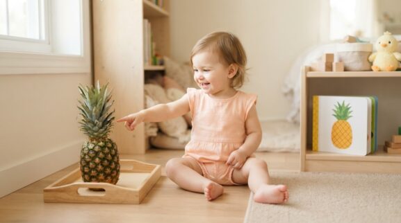 Pineapple learning activity for a 1-year-old