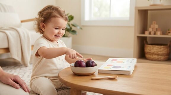 Plum learning activity for a 1-year-old