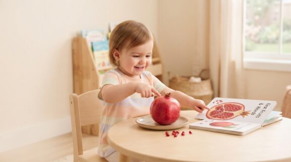 Pomegranate learning activity for a 1-year-old