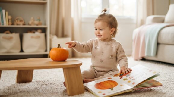 Pumpkin learning activity for a 1-year-old