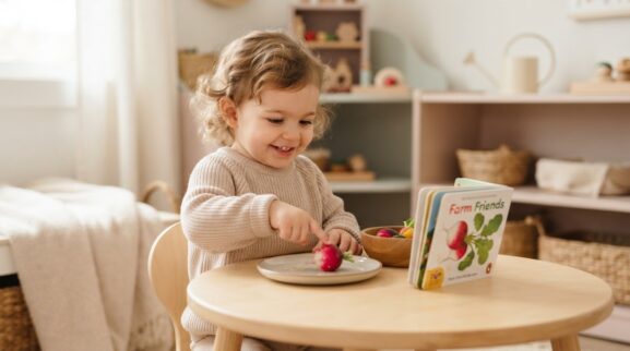Radish learning activity for a 1-year-old