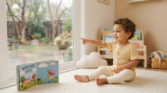 Rainy learning activity for a 2-year-old