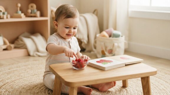Raspberry learning activity for a 1-year-old
