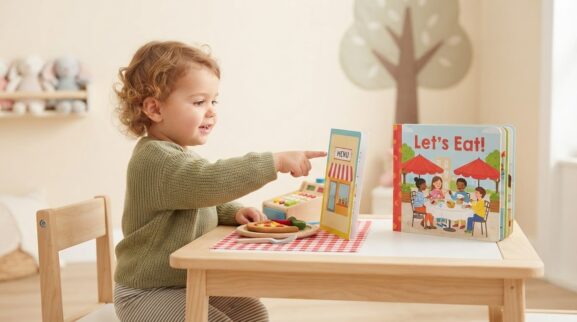 Restaurant learning activity for a 2-year-old