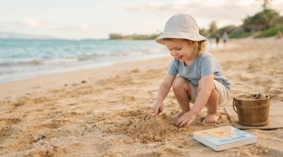 Sand learning activity for a 2-year-old